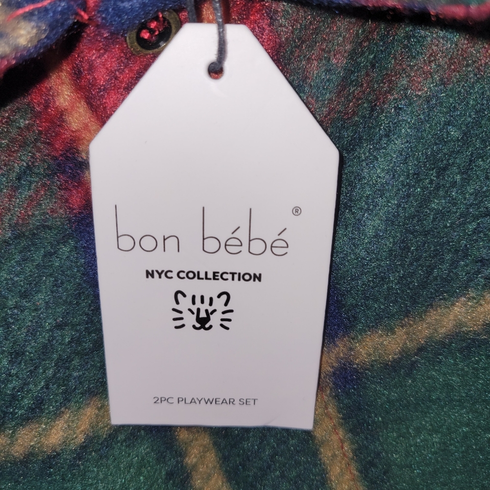 bon bebé Rust Plaid Fleece Jacket & Pants Set Toddler Boys Size 4T New - Picture 3 of 5
